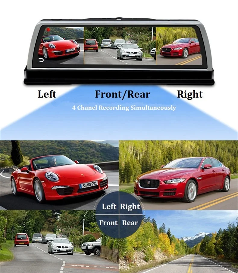 
4G Dash Cam 4 Channel Car DVR Camera with Blind Spot Cameras 