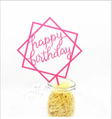 
Gold black pink acrylic Cake accessories cake decorating Happy Birthday acrylic cake toppers 