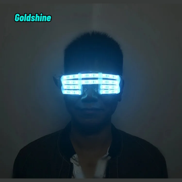 High Quality Custom Full Color LED Pixel Laser Goggles Light up DJ Sunglasses for Rave Costume Party Decor Halloween Occasion