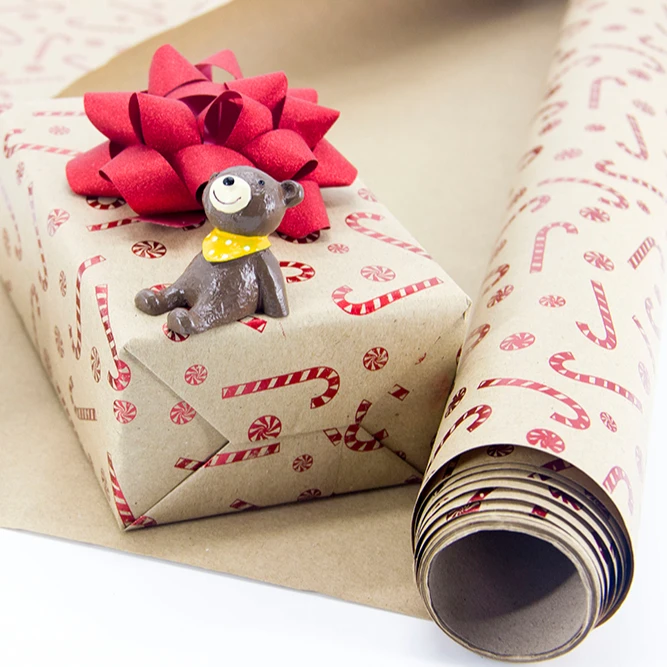 Hot selling Hotstamping craft paper printing recycled gift wrapping paper roll