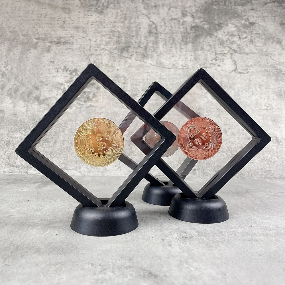 Wholesale Custom Transparent 3D Floating Frame Box Commemorative Coin Bitcoin Souvenir Display Frame