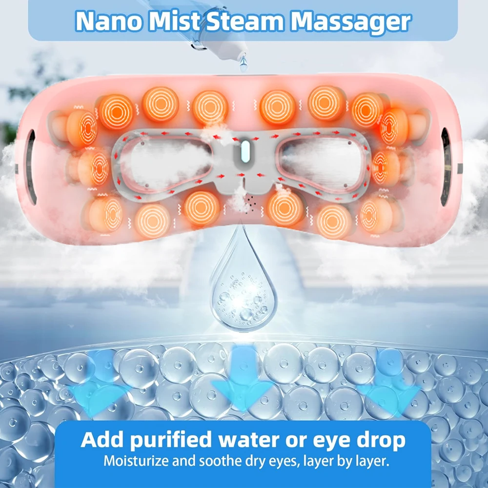 Portable 4d Electric Smart Eye Mask Hot and Cold Steam Eye Massager Fatigue Music Eyes Vibration Massager With Heat Compression