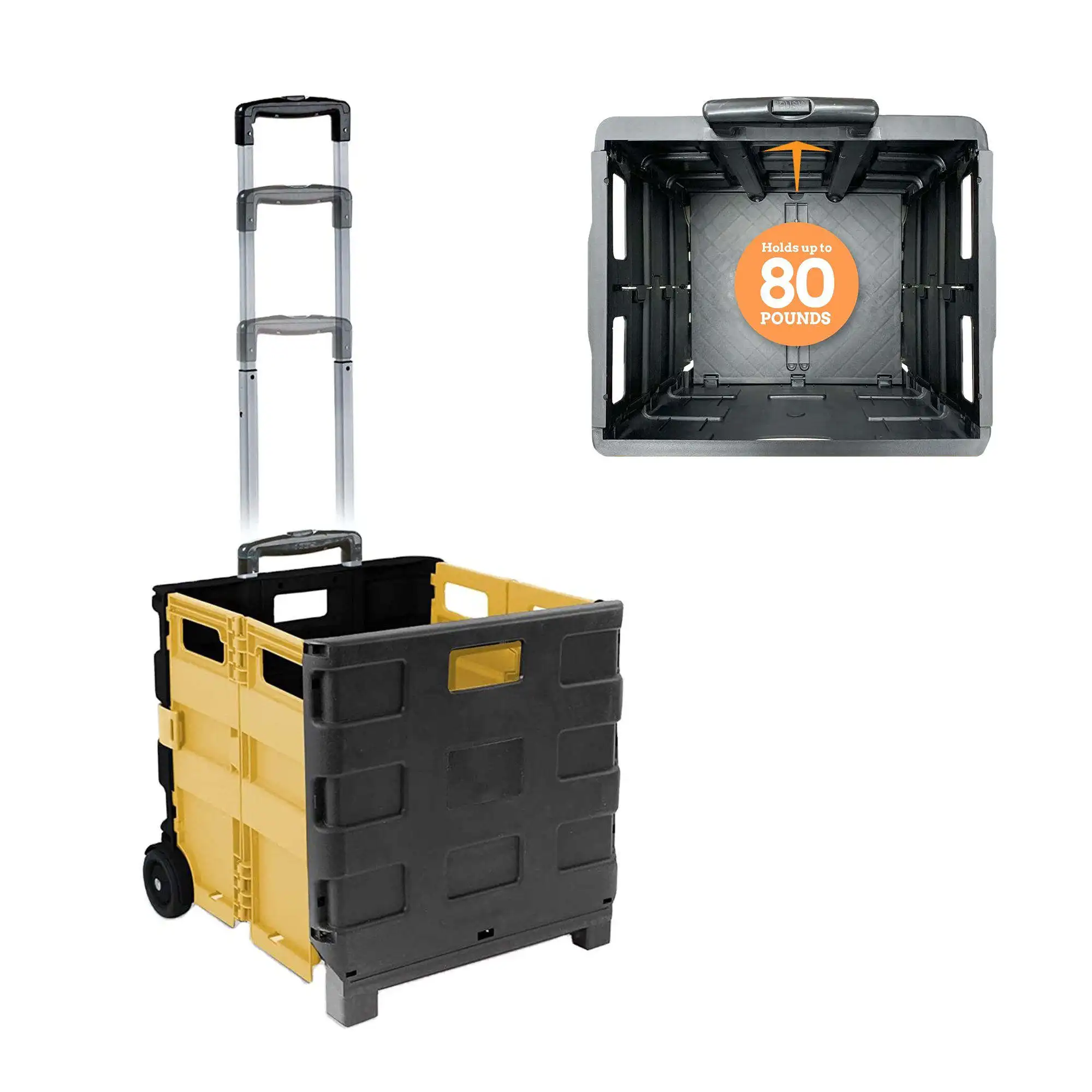 New Arrival Reliable Quality Folding Plastic Trolley Box Shopping Two Wheels Trolley