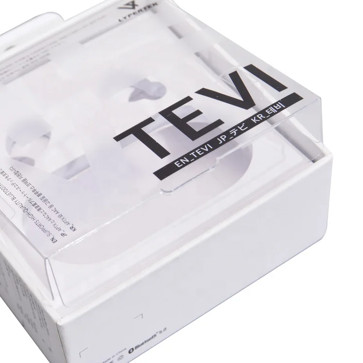 Custom Electronic Paper Packaging Carton Wireless Earphone Headphone Cable Packing Box With Clear Window
