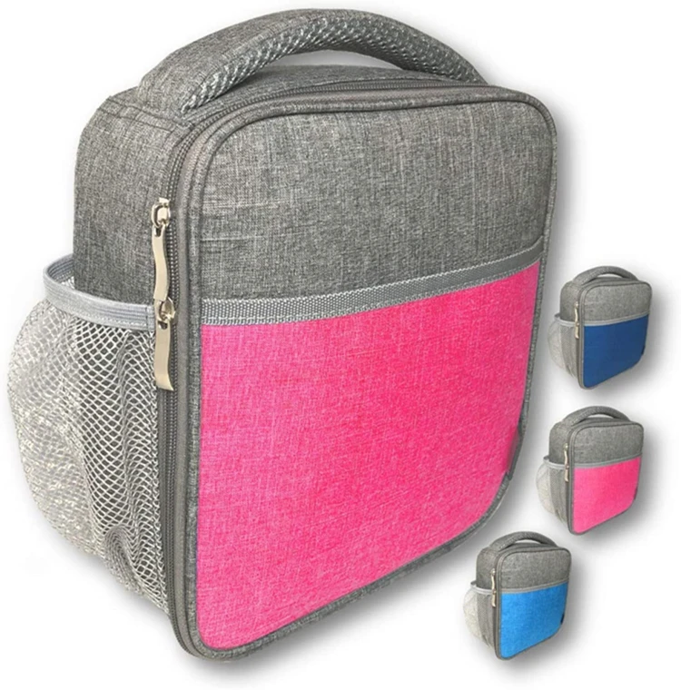 
Small padded mesh handle kids cooler lunch bag with water bottle holder 