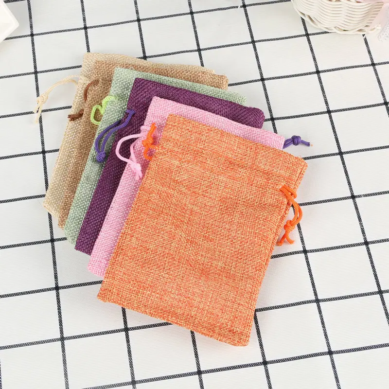 cheap jute bag burlap shopping bags with drawstring new style small colorful gift bags drawstring