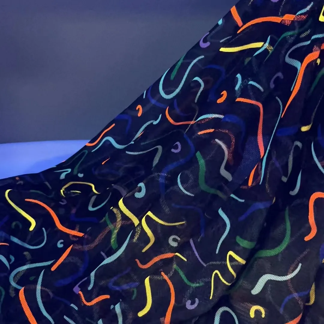 High visibility fluorescent digital printed sheer fashion sarong beach wrap fabric