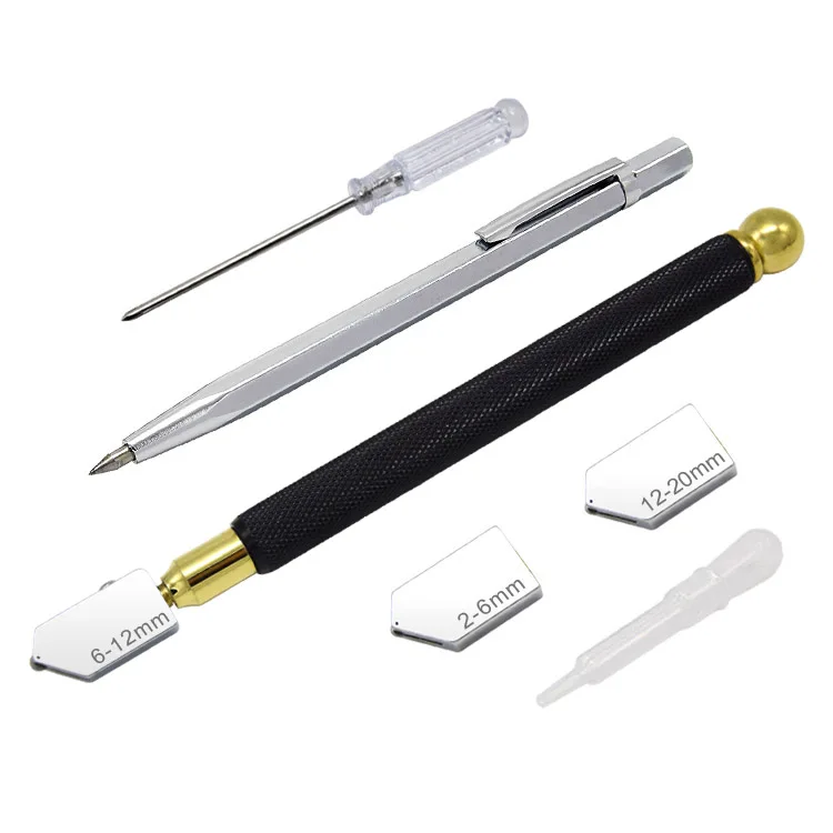 Glass Cutter Tools Metal Handle for glass tile cutting tool Straight rod Alloy marking pen set