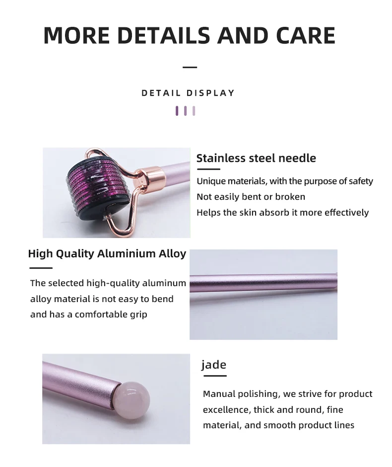 Pink Derma Roller Dermapen For Beard Growth Titanium Derma Micro Roller For Men Derma Ice Roller 540 Titanium Needles Cosmetic