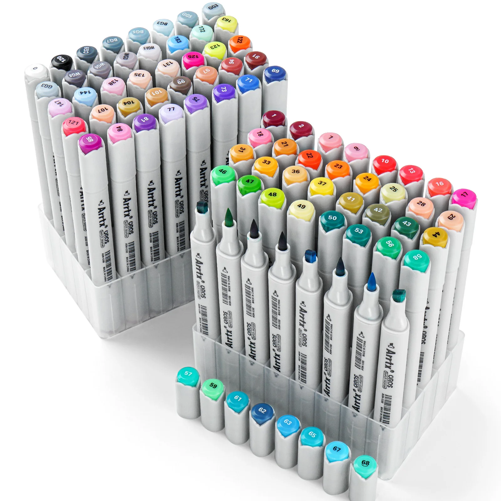 Arrtx OROS 80 Colors Marker Pens Brush Art Markers Set Soft Tip Alcohol-Based Sketch Markers New packing design B1000783