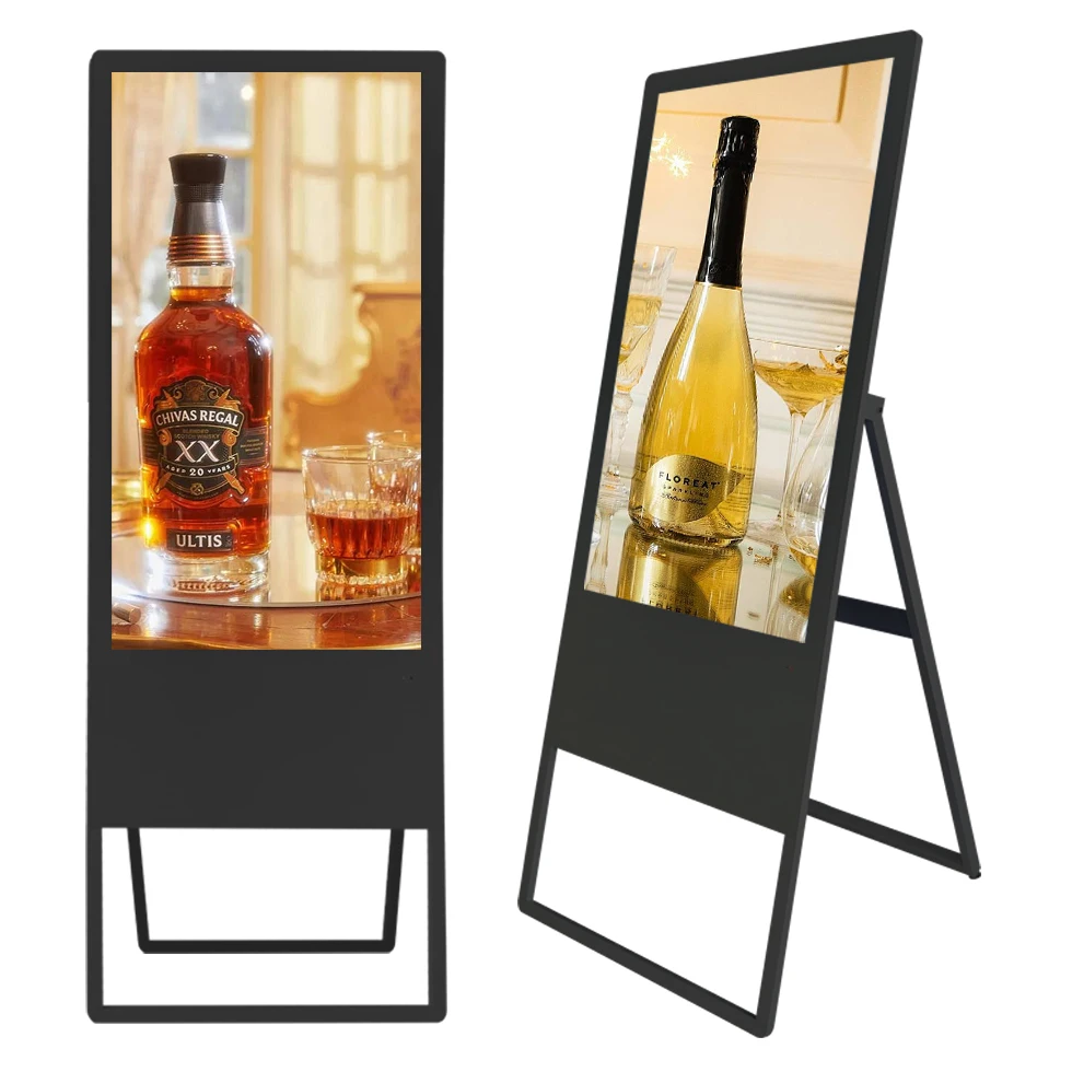 electronic  brand advertising machine split screen loop playback  led display rechargeable advertising menu order call service