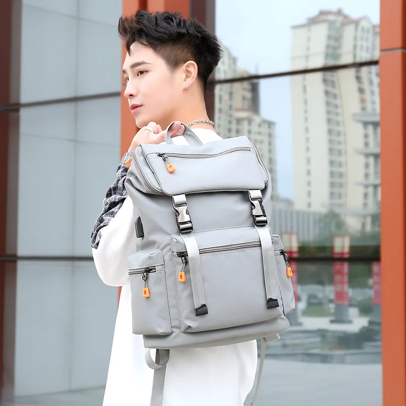 Trendy Black Laptop Backpack Large Capacity Travel Leisure Backpack High Quality Waterproof Backpack with USB