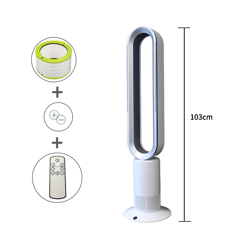Household 3 in 1 Room Pedestal Leafless Ptc Ceramic Electric Cool Heat Air Purifier Fan with Hepa Filter Remote Control