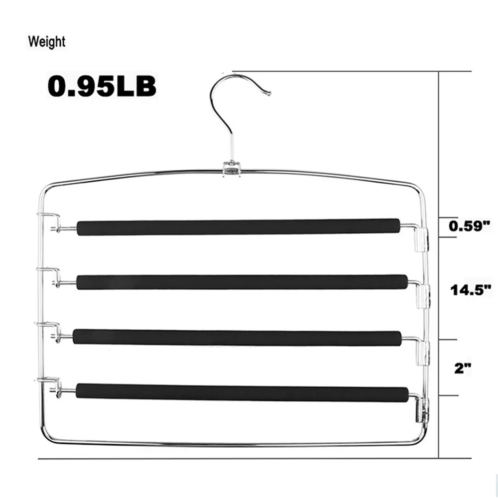 XUNZE 4 Layers Pants Hangers Space Saving Scarf Trouser Hangers Closet Organizer Wardrobe Non Slip Hangers For Cloths