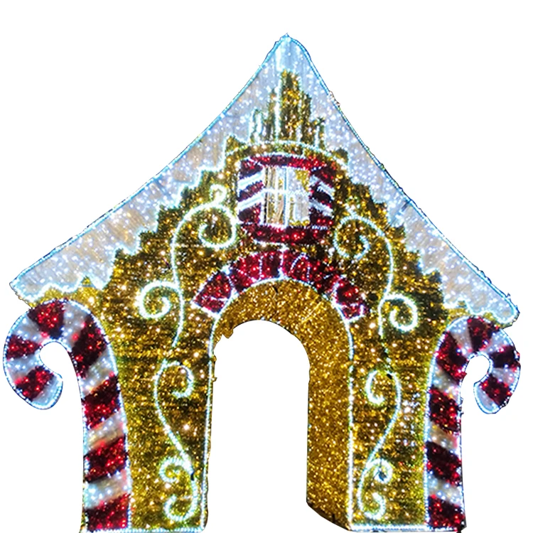 IP65 Holiday Giant Landscape Outdoor Christmas Led House 3D Candy House Motif Lights For Christmas Commercial Decoration lights
