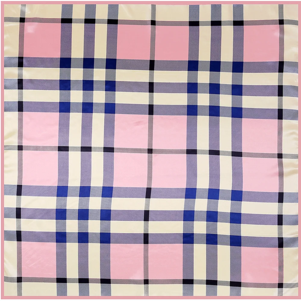 2020 Foreign trade hot plaid printed satin silk scarf 90*90cm large square scarf Malaysia hijab