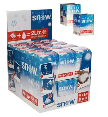 Home Decor Magic Instant Absorbent Artificial Snow Powder for Christmas decorations 2ltr snow 24pcs in display dry look