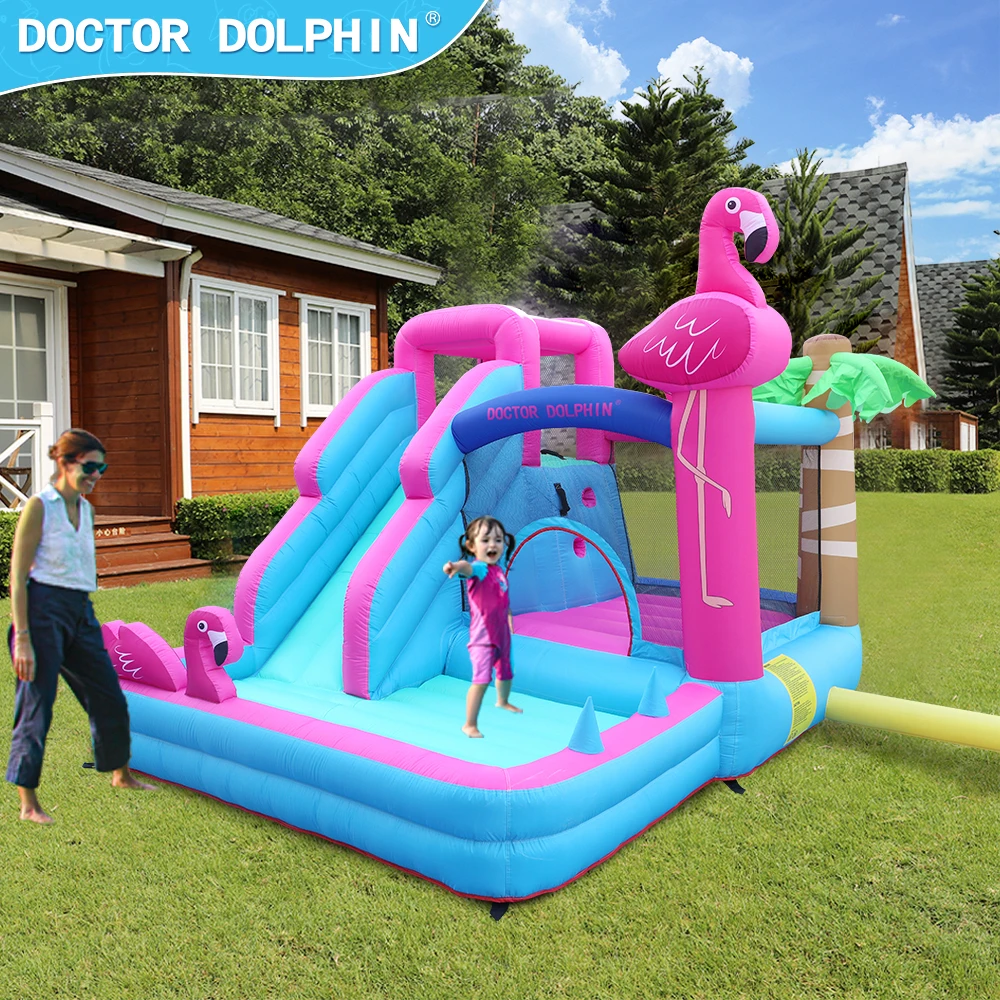 Doctor Dolphin outdoor commercial kids white water slide bouncing castles inflatable bounce house jumping castle