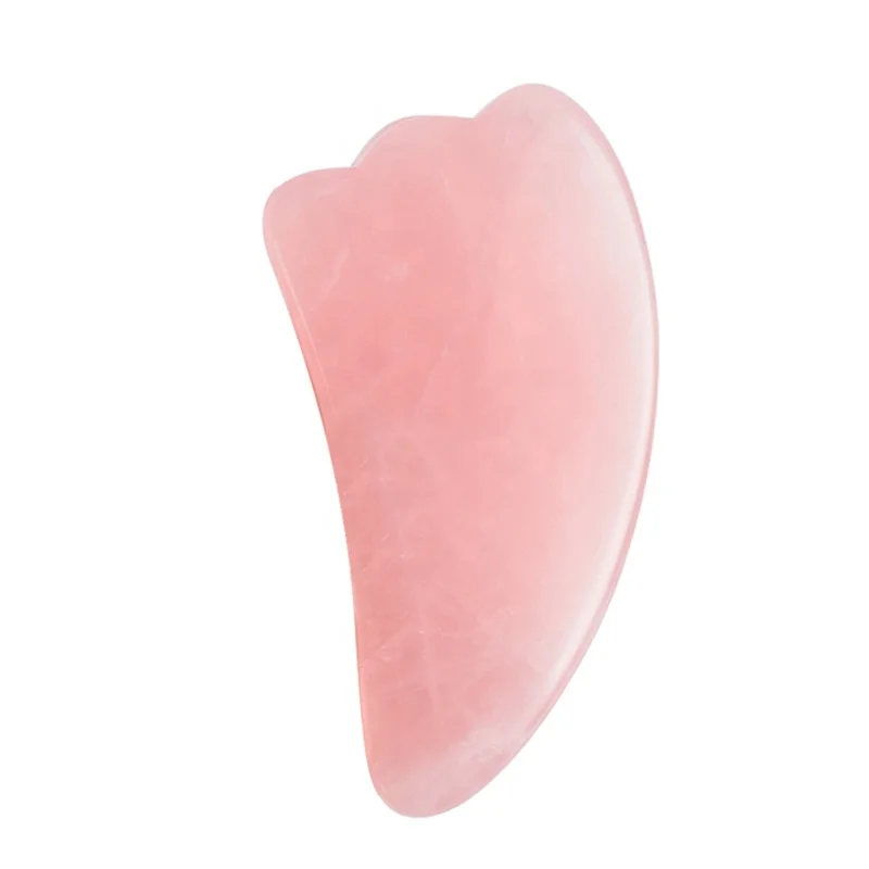 Custom Logo Natural Pink Quartz Gemstone Skin Lifting Body Massage Gua Sha Stone
