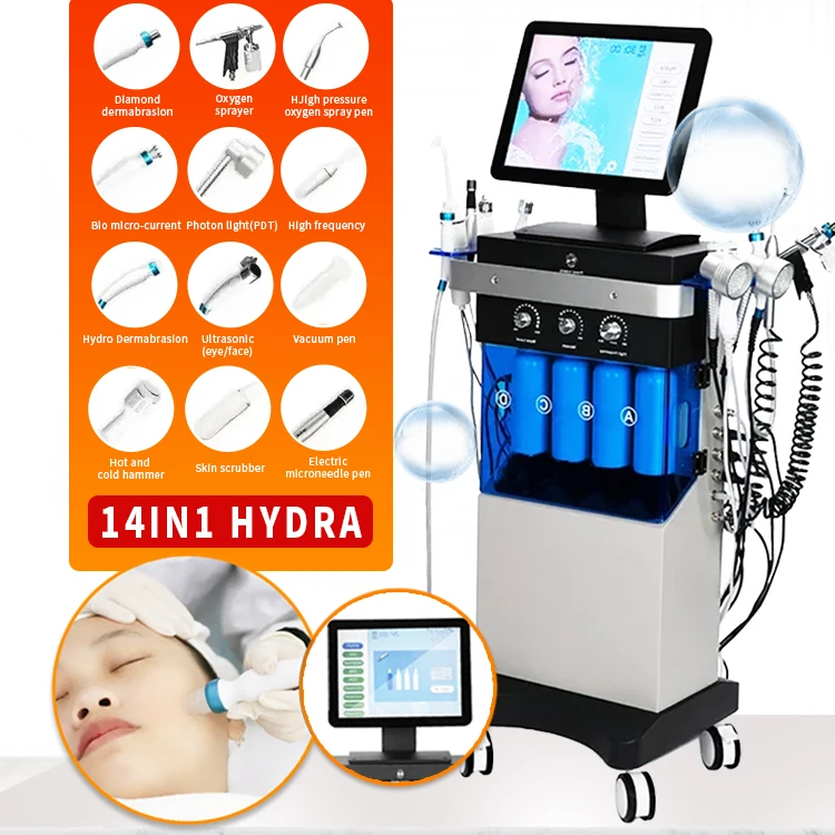 2024 14 in 1 Microdermabrasion facials Aqua Hydra Hydro Hidra Peel facial 6/7/9/10/12/13/14 En 1 Facial Machine