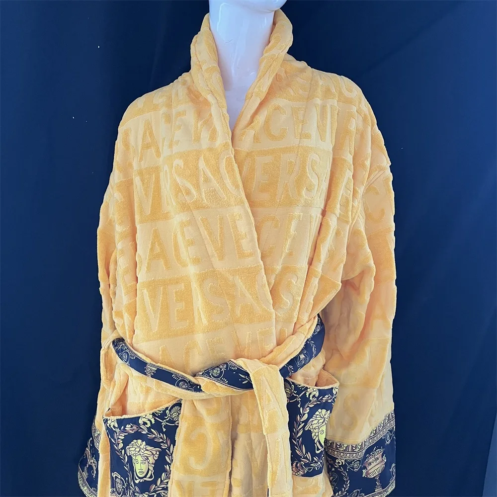 Customized Cut velvet jacquard bathrobe  100%cotton men & women towel bathrobe