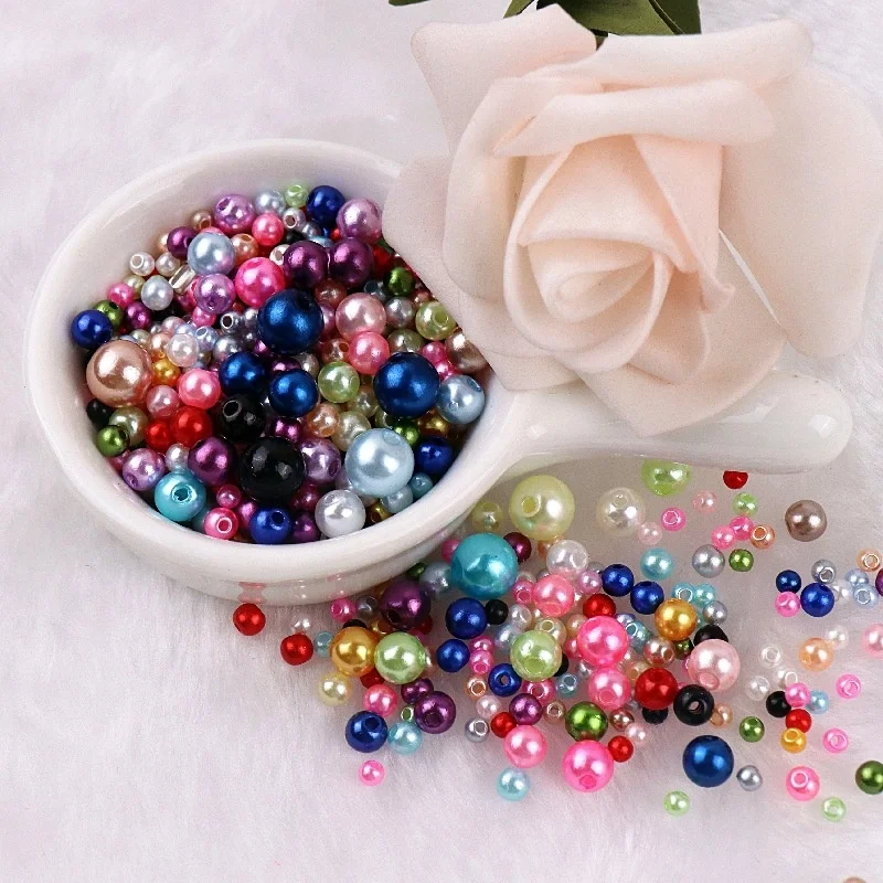 wholesale 3-8mm Mix size Cheap ABS plastic pearl beads with hole