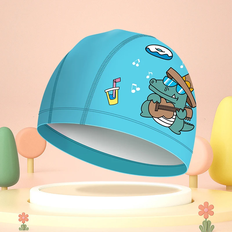 Kids Swim Cap High Elastic Waterproof Swim Bath Cap Cute Cartoon Style Swim Hat For Boys And Girls