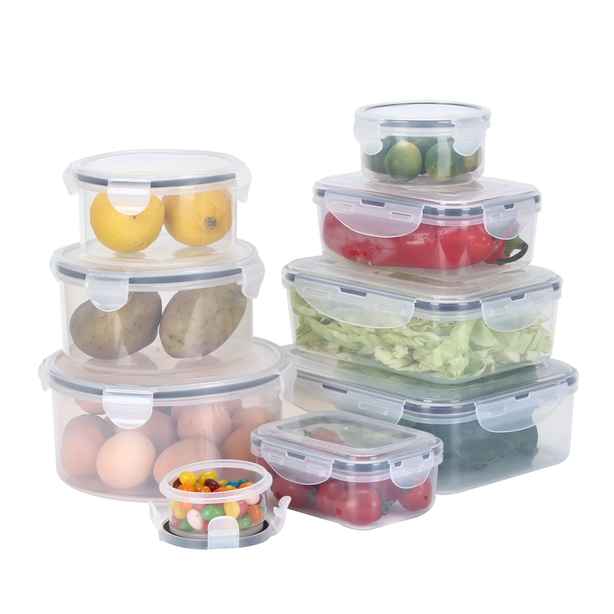 16Pieces Clear Plastic Stackable Food Fridge Storage Organizer Box Refrigerator Storage Box Fridge Organizer With Lid