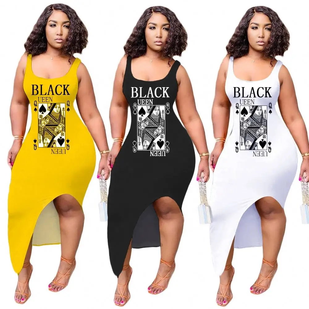 
Plus size sexy letter print dresses long print dress for women 