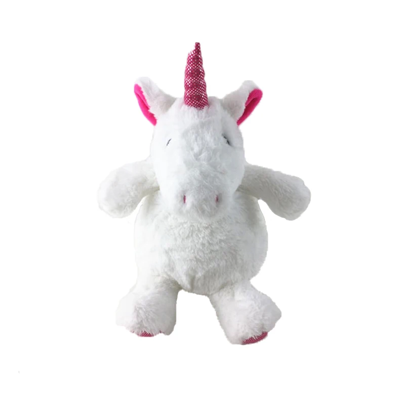 Plush White Furry Stuffed unicorn Toy Doll with Chubby Fat Stomach
