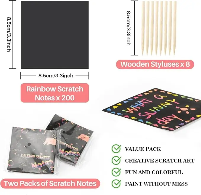 Scratch Paper Art Set 10 Sheets Rainbow Magic Scratch Art Black Scratch It Off Paper Crafts Notes Drawing Boards Sheet