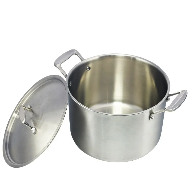 Tri-ply stainless steel 304 stockpot saucepot soup pot induction stockpot for Home Kitchen Cooking