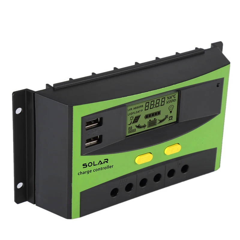 12V/24V/48V Auto 10A-60A MPPT/PWM 2 USB Intelligent Charge Controller Solar Household