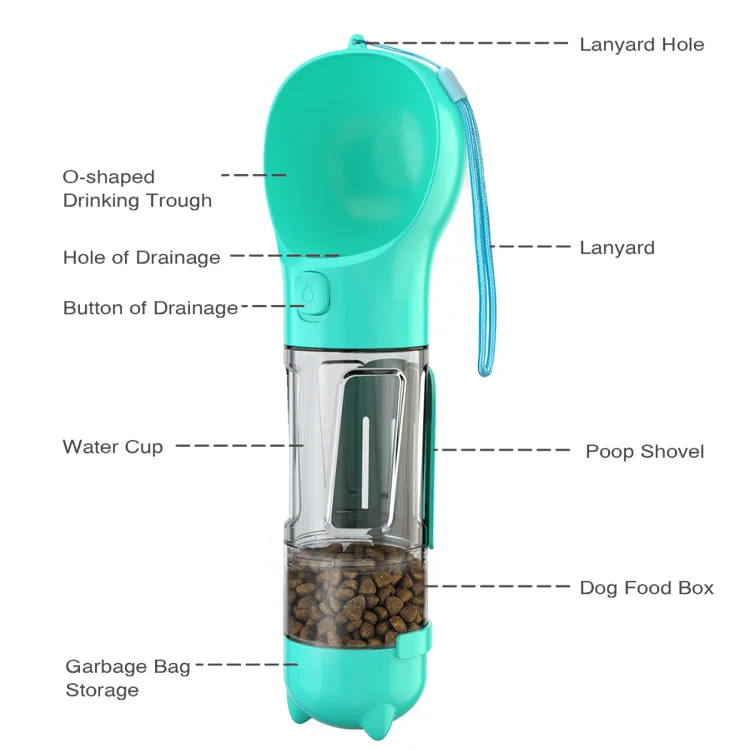 Hot Sale Portable 3 In 1 plastic Dog Water Bottle For Outdoor Walking Feeder