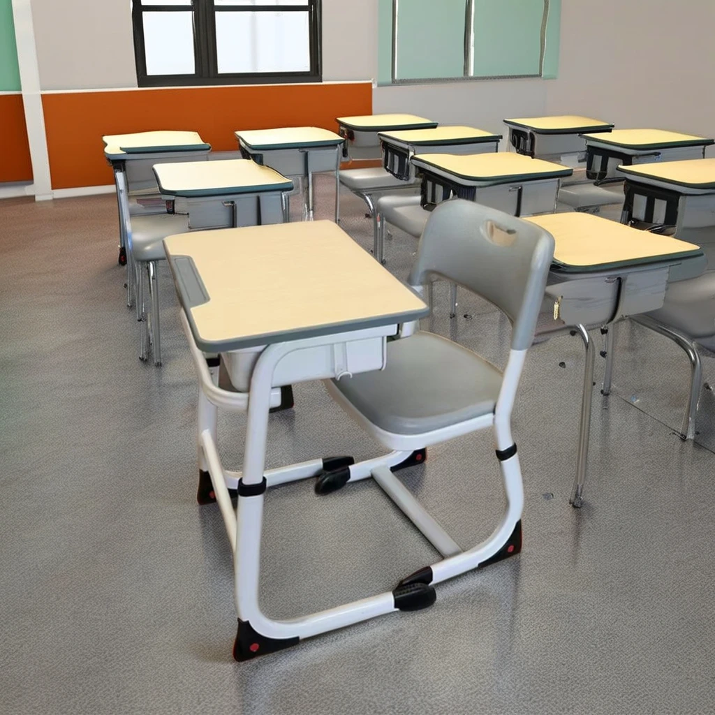 Factory Wholesale Educational Furniture Double Bench Student Desk Chair Set Steel Frame Wood Plastic Metal Carton School Modern