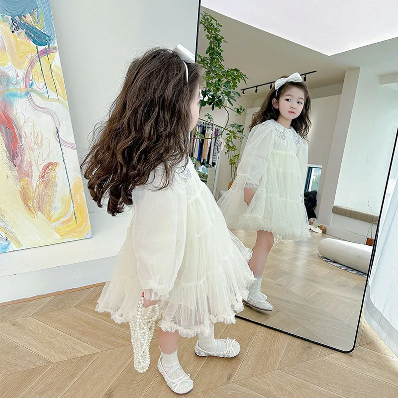 spring autumn kid girls party dress girls long sleeve lace princess dress