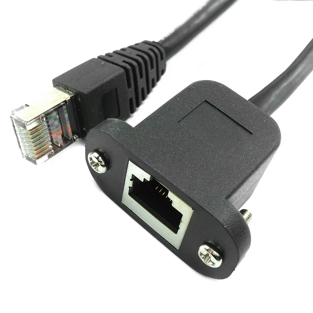 Mountable RJ45 Bulkhead Extension Cable Patch Cord Panel Mount CAT5E UTP with M3 Fixing Screws and Nuts
