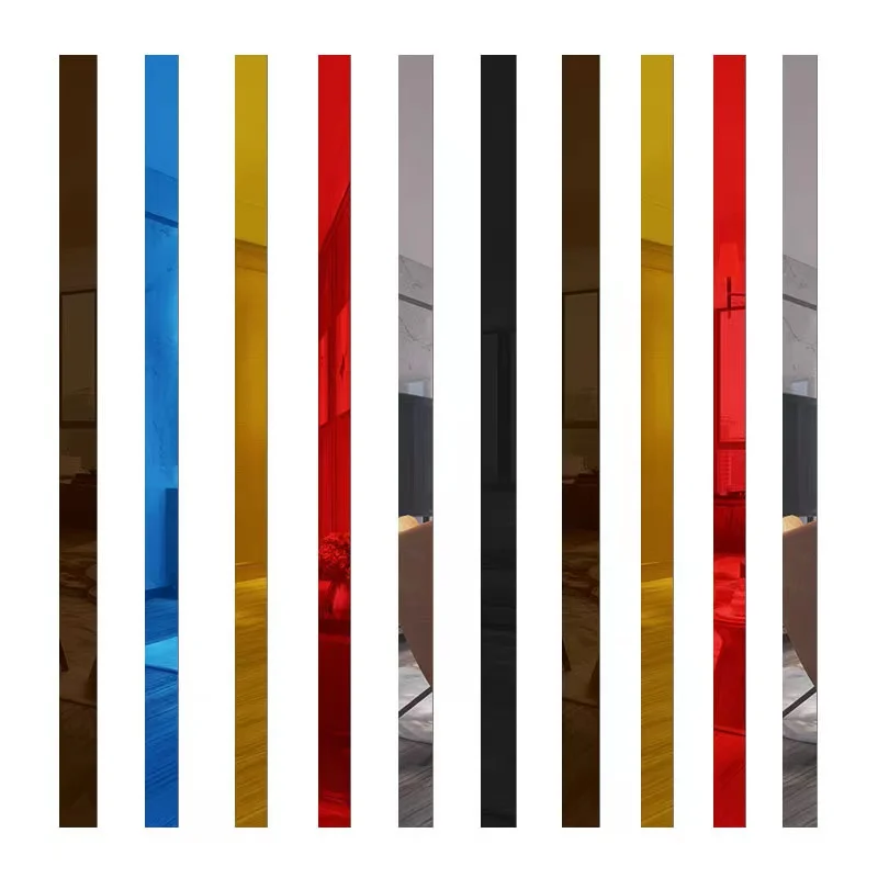 Acrylic Mirror Wall Stickers decorative plastic wall panels self adhesive blue strip wall stickers