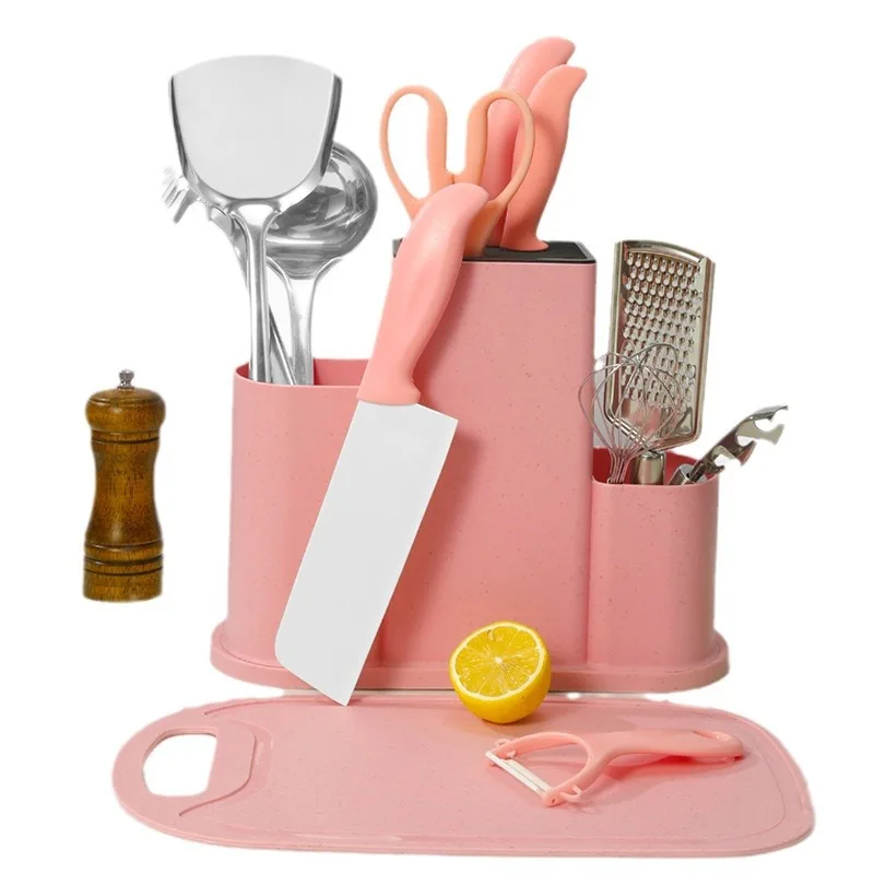 Ceramic Knife Silicone Kitchenware 13 piece Set Knife Stainless Steel Knife Set with Storage Bucket