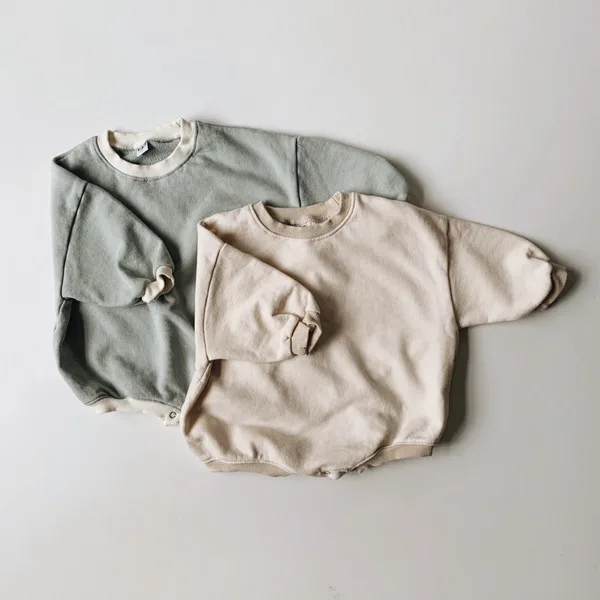 Wholesale Bubble Waffle Ribbed French Terry Baby Romper Sets Long Sleeve Onesies for Infants Casual Cotton Fall/Winter Outfits
