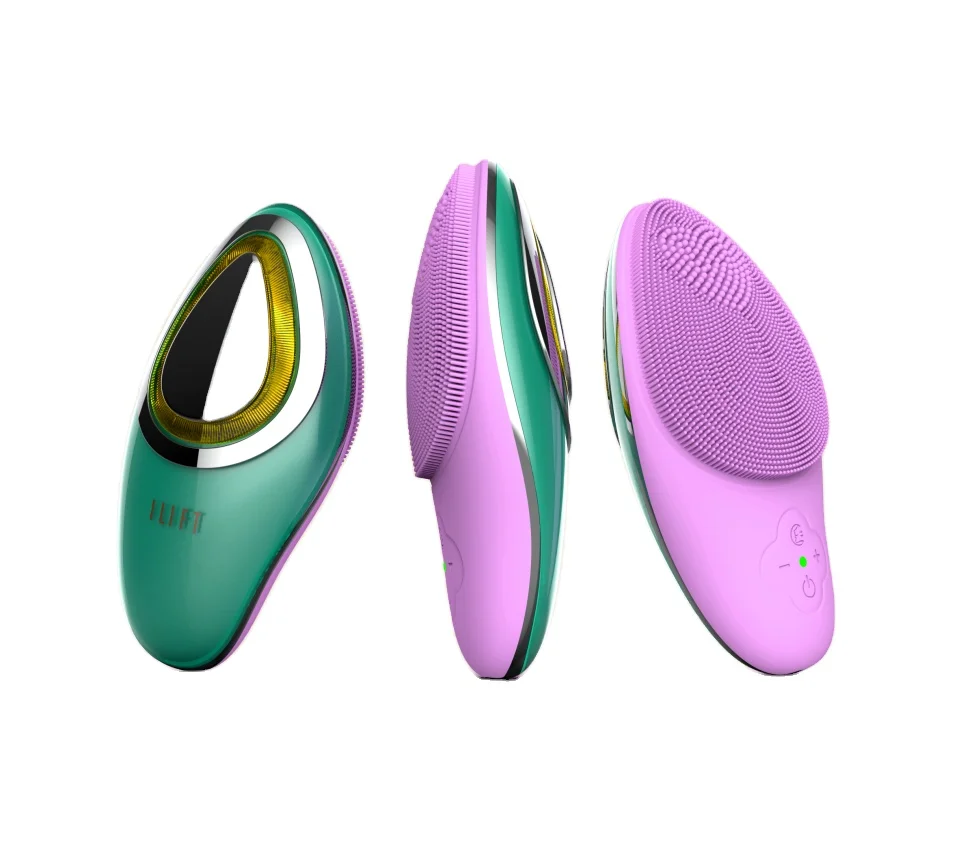 top selling products 2024 face cleaning brush facial cleansing device with silicone brush Sonic EMS Vibration red light therapy