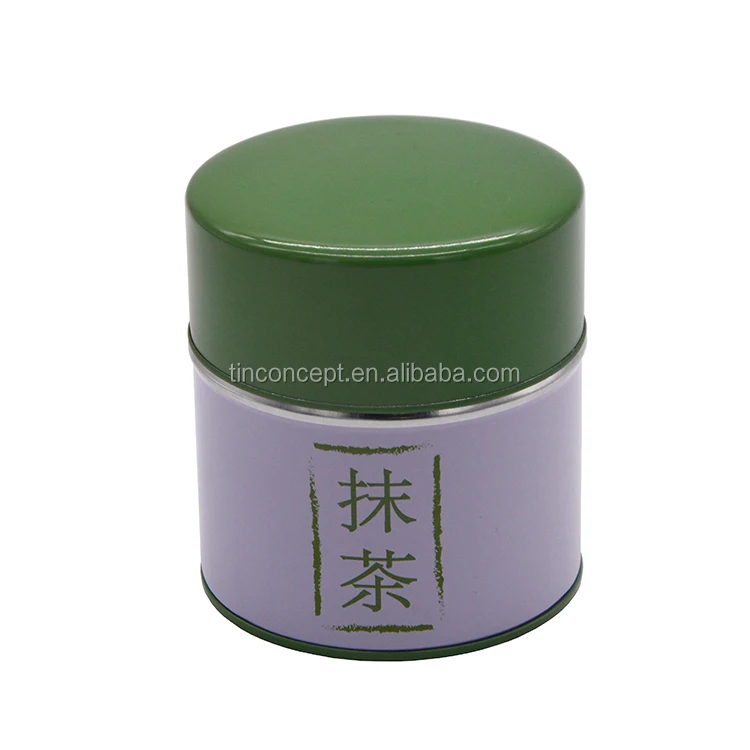 Food Grade Custom Printed plug lid Matcha Tea Tin Box