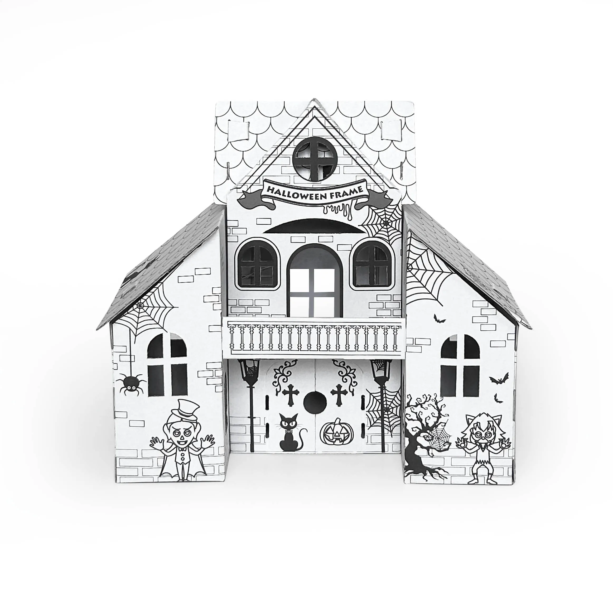 DIY Cardboard Playhouse Learning Early Educational Toys Creative Arts with Color