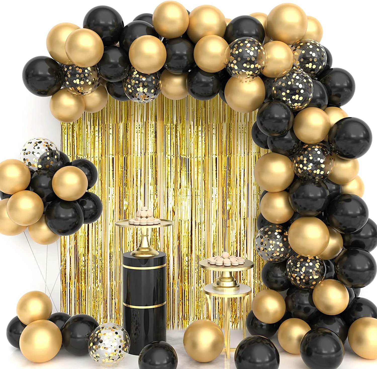 Hot sale 116pcs Balloons Garland Black Gold confetti Balloon Arch Kit for New Years Birthday Graduation Anniversary Party