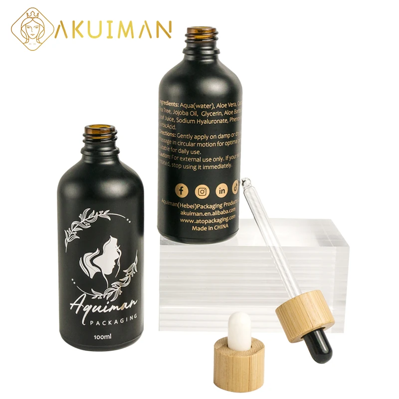 drglass matte serum dropper bottle 5ml amber and box 100ml frosted press pump unique shape with pipette round 30