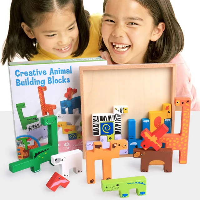 
Children educational toys creative new animal 3D building blocks wooden puzzles baby toys 