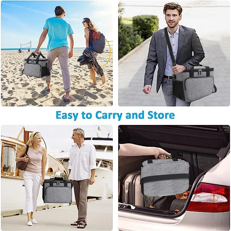 600D Polyester Lunch Bag For Office Travel Picnic Portable Food Takeway Shoulder Bag Thermal Insulated Cooler Bag