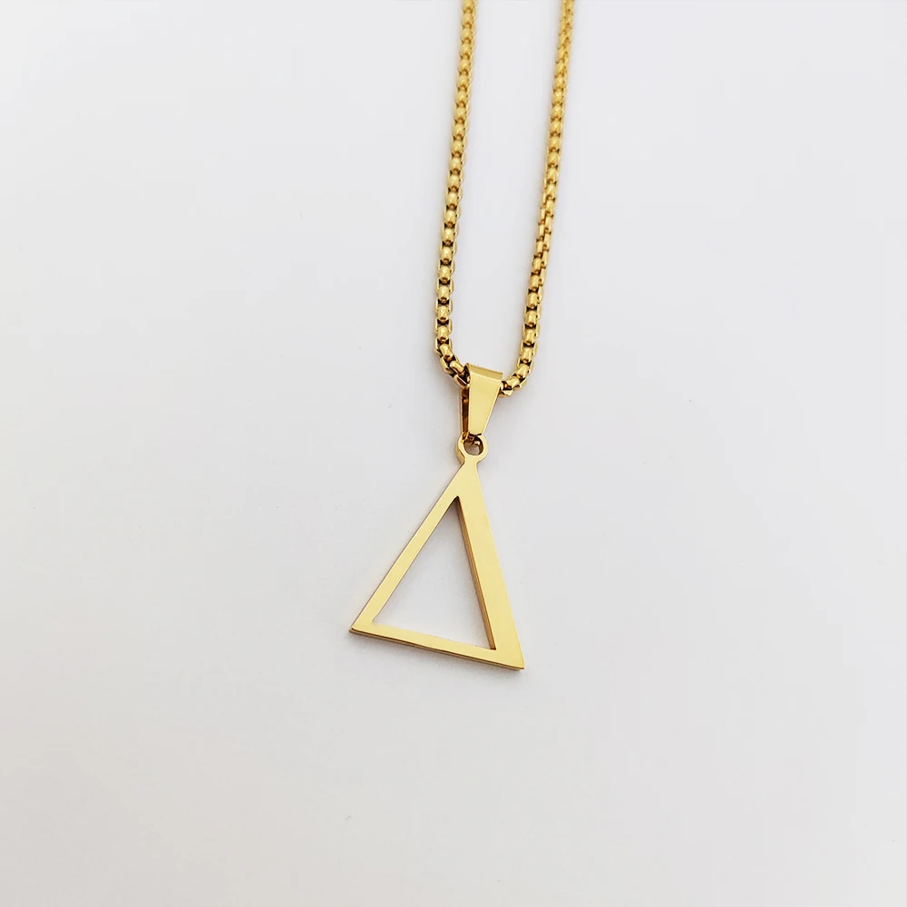316L Stainless Steel Geometric Triangle Pendant Necklace Fashion Pyramid Delta Greek Letter Charm Necklace Jewelry Vendors