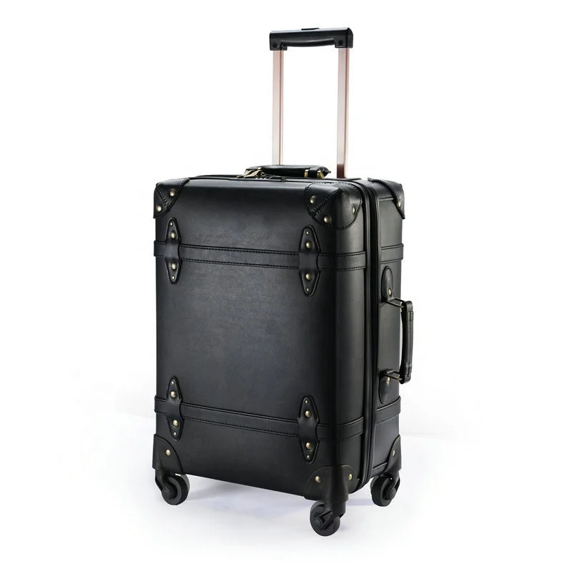 20 inch Vintage PU trolley travel luggage for women
