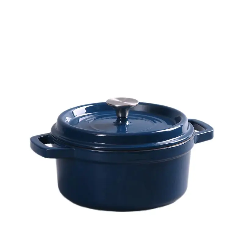 Wholesale round enamel non-stick soup pot household cast iron double ears enamel cast iron casserole Dutch Oven 22cm  Pots